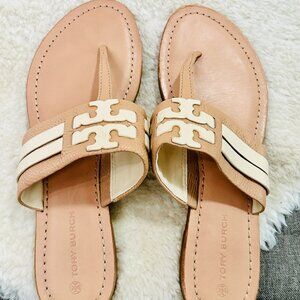 Tory Burch Leigh flip flop leather Thong Sandals Size 9.5M style 74443